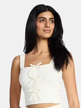 Madden NYC Yellow and Ivory Crochet Tank Tops Size XL